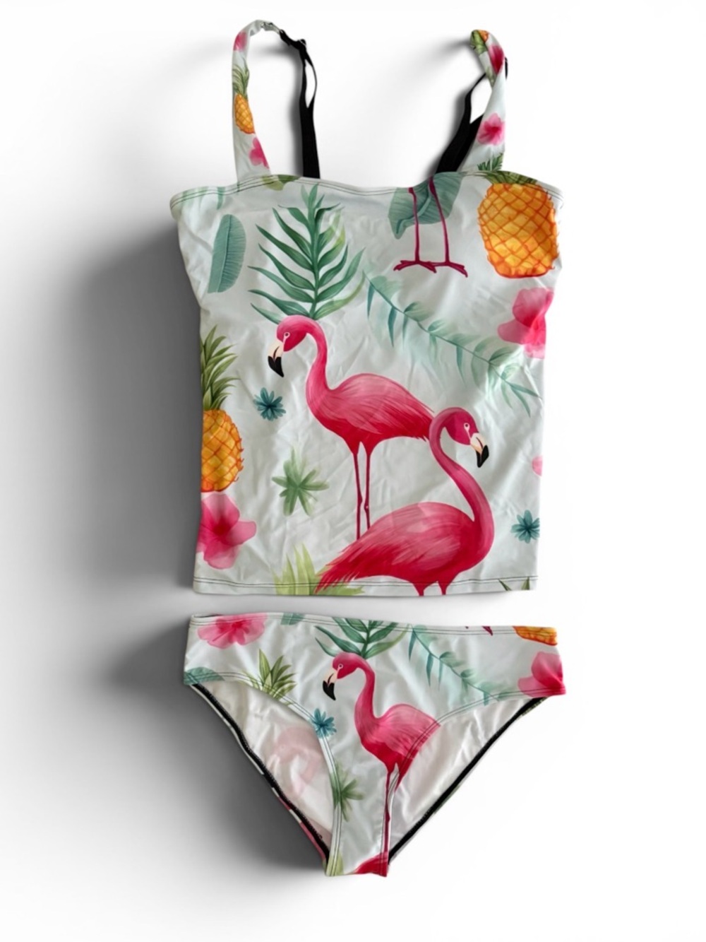 NWT Tankini Tropical w/ Flamingoes & Pineapples. Size L